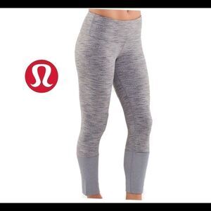 Lululemon heathered gray special edition Wunder under Long cuff leggings size 4